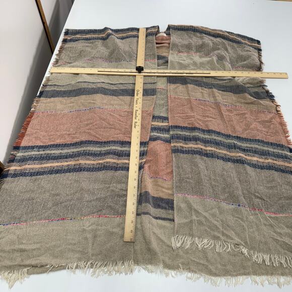 Do Everything In Love Sweater Women One Size Tan Striped‎ Fringe Anthro Kimono - Picture 6 of 8